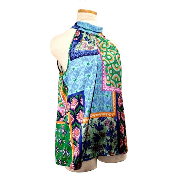 Rachel Zoe Multicolor Patchwork Print Halter Top – Size L - Picture 3 of 7